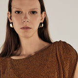 CLIVIA | Metallic Ochre Asymmetric Knitted Cape