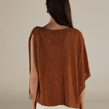 CLIVIA | Metallic Ochre Asymmetric Knitted Cape