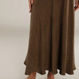 AADHILA | Falda larga con estampado de leopardo en jacquard marrón