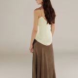 AADHILA | Falda larga con estampado de leopardo en jacquard marrón