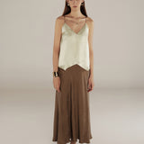 AADHILA | Falda larga con estampado de leopardo en jacquard marrón