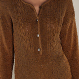 CLIVIA | Ochre Sparkle Button Sweater