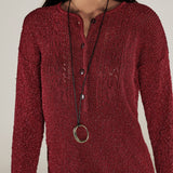 CLIVIA | Strawberry Red Sparkle Button Sweater