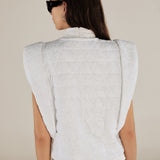 FATIMA | White Embroidered Structured Cotton Vest