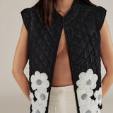 CRISTINA | Black Flower Cotton Vest