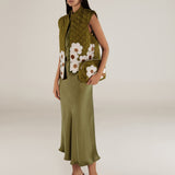 CRISTINA | Green Flower Cotton Vest
